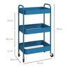 Carrito Auxiliar Con Ruedas De Acero Homcom 45x30,6x79 Cm Azul Oscuro