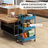 Carrito Auxiliar Con Ruedas De Acero Homcom 45x30,6x79 Cm Azul Oscuro