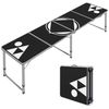 Mesa De Beer Pong De Mdf Aluminio 240x60x54-70 Cm-outsunny. Negro