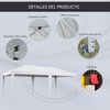 Carpa Plegable De Acero Tela Oxford 585x295x270 Cm-outsunny. Blanco