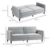 Sofá Cama De 3 Plazas De Terciopelo Homcom 189x80,5x78,5 Cm Gris