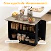 Isla De Cocina De Mdf Homcom 105x60x82 Cm Negro Y Roble