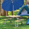 Mesa De Camping De Abeto Aluminio 86x72,5x67 Cm-outsunny. Natural