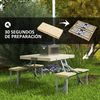 Mesa De Camping De Abeto Aluminio 86x72,5x67 Cm-outsunny. Natural