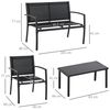 Conjunto 2 Sillones+1 Sofá+1 Mesa Outsunny 105x60x77 Cm Negro