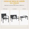 Conjunto 2 Sillones+1 Sofá+1 Mesa Outsunny 105x60x77 Cm Negro