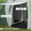 Tienda De Campaña Outsunny Poliéster 555x225x190 Cm Gris Y Verde