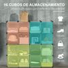 Armario Modular De Plástico Acero Homcom 125x32x125 Cm Transparente