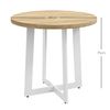 Mesa De Comedor Para 4 Personas De Mdf Acero Homcom Ø80x75 Cm Roble