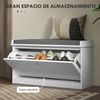 Banco Zapatero De Mdf Poliéster Homcom 80x26x44,5 Cm Blanco