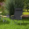 Silla De Camping Plegable Outsunny Tela Oxford 74x59,5x98 Cm Negro