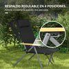 Silla De Camping Plegable Outsunny Tela Oxford 74x59,5x98 Cm Negro