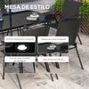 Conjunto 1 Mesa +6 Sillas+1 Sombrilla De Metal-outsunny. Negro