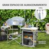 Mueble De Cocina Para Camping Outsunny Aluminio, 144x48x119 Cm, Plata