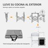 Mueble De Cocina Para Camping Outsunny Aluminio, 144x48x119 Cm, Plata