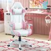 Silla Gamer Reclinable De Plástico Espuma Homcom 67x60x120-128cm Rosa