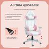 Silla Gamer Reclinable De Plástico Espuma Homcom 67x60x120-128cm Rosa