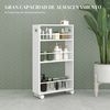 Carrito Auxiliar Con Ruedas De Acero Homcom 45x15x80 Cm Blanco