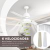 Ventilador De Techo Con Luz 46w Ø129 Cm Motor Dc Con 4 Aspas Homcom