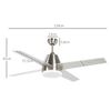 Ventilador De Techo Con Luz 46w Ø129 Cm Motor Dc Con 4 Aspas Homcom