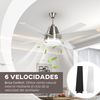 Ventilador De Techo Con Luz 46w Ø129 Cm Motor Dc Con 4 Aspas Homcom