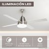 Ventilador De Techo Con Luz 46w Ø129 Cm Motor Dc Con 4 Aspas Homcom