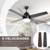 Ventilador De Techo Con Luz 46w Ø129 Cm Motor Dc Con 4 Aspas Homcom