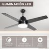 Ventilador De Techo Con Luz 46w Ø129 Cm Motor Dc Con 4 Aspas Homcom