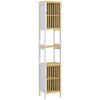 Armario Alto De Baño De Bambú Mdf Homcom 32x30x172 Cm Blanco