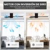 Ventilador De Techo Con Luz Led De Metal Homcom 132x40,5 Cm Negro