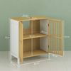 Mueble Para Debajo Del Lavabo De Bambú Mdf Homcom 60x30x70 Cm Blanco