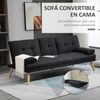 Sofá Cama De Lino Metal Espuma Madera Homcom 181x77x78cm Gris