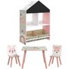 Conjunto 1 Estantería Para Juguetes+1 Mesa Infantil Con 2 Sillas Rosa