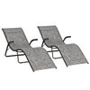 2 Tumbonas Plegables De Metal Texteline 170x62x68cm-outsunny. Gris