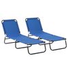 2 Tumbonas Plegables De Acero Tela Oxford 188x56x28 Cm-outsunny.azul