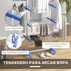 Tendedero Vertical De Abs Acero Inoxidable Homcom 142x55x152 Cm Azul