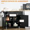 Carro De Cocina De Mdf Madera De Caucho Homcom 104x46x91 Cm Negro