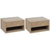 2 Mesitas De Noche De Melamina De Madera Homcom 37x32x21 Cm Natural