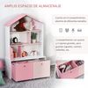 Estantería Infantil Con 4 Estantes Puerta Cajones Blanco Rosa Homcom