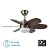 Ventilador Dc Alves 2xe27 Cuero 6 Aspas Rev. Cerezo/nogal 41x85d C/ Remoto Y Temporizador