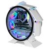 Mars Gaming Mcorb Blanco, Caja Pc Gaming Micro-atx Xl, Diseño Circular, Cristal Templado