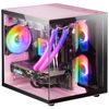 Minitorre Gaming Custom Rosa Mars Gaming Mc-view Microatx, 90º Cristal Templado