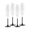 Set 4 Copas Flauta 18,2cl Cristal  Transparente Con Negro Scalpers Home