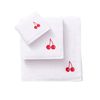 Set Toallas 3pcs: Tocador + Manos + Baño 450gsm Algodón Blanco Con Cereza Roja Benetton