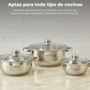 Batería De Cocina 12 Pzs Acero Inox + 3 Sartenes Ø18/22/26 Aluminio Prensado San Ignacio