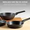 Set 4 Sartenes Ø20/24/28/30cm + Wok Ø28cm Aluminio Fundido Inducción San Ignacio