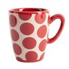 Set De 4pc Café (2 Tazas De 75ml + 2 Platos De Color Solido) Stoneware De Topos Rojos