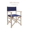 Sillón Director Plegable Estructura Sin Barniz Azul Oscuro, Madera De Haya