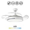 Ventilador De Techo Con Luz 72w | Silencioso Motor Dc | Aspas Retractiles Plegables | Lampara Ventilador De Techo Blanco Y Gris