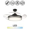 Lampara Ventilador Techo Pequeño Luz Led 48w 5950 Lm Silencioso Moderno Negro Aspas Retractiles Motor Dc Luz Y Memoria Calima S